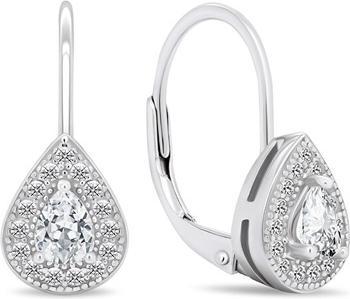 Brilio Silver - Charming silver earrings with clear zircons EA402W