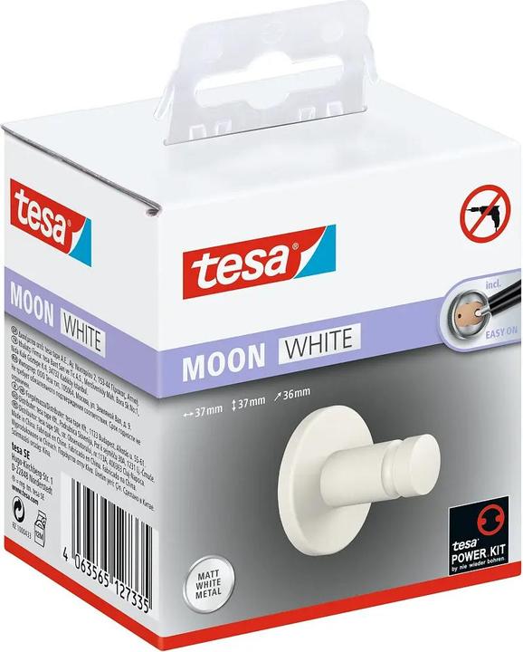 Image du produit tesa MOON WHITE Crochet pour serviette de bain avec solution adhésive sans perçage