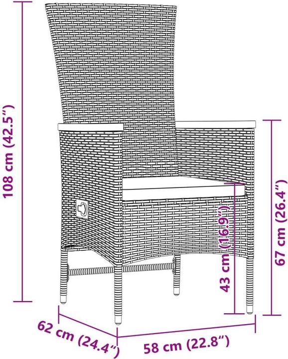 Produktbild VidaXL Gartenmöbel Essgruppe Gartengarnitur Sitzgruppe 11tlg Schwarz Poly Rattan (90 cm)