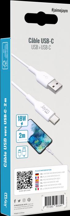 Produktbild Jaym USB-zu-Type-C 2,4A 2M Lade- und Datensynchronisationskabel (2 m, USB 3.2 Gen 1)