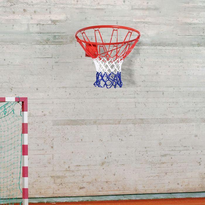 Produktbild Swisshandel24 Basketball Netz Basketballkorb mit Netz, Stahlrohr+Nylon, Rot + Blau + Weiss, ø46 cm