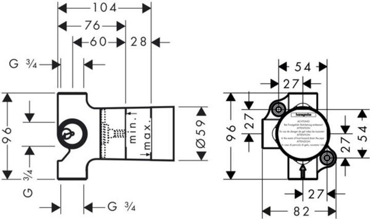 Actual product image hansgrohe Basic Trio universal shut-off and diverter valve DN20 15981180