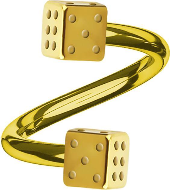Star Piercing Micro Spirale vergoldet mit zwei Würfel (ohne Messing, Chirurgenstahl 316L)