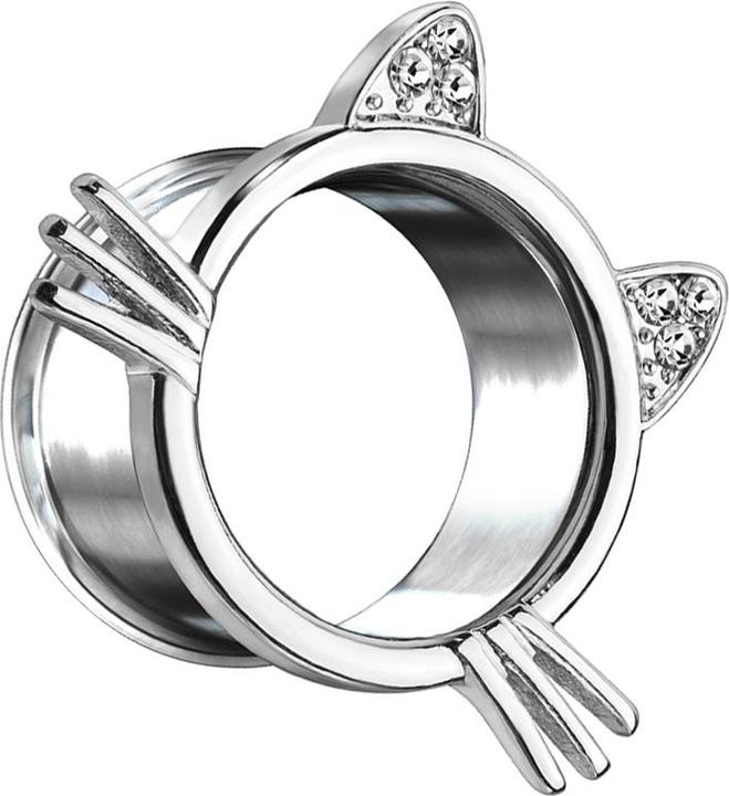 Immagine prodotto Star Piercing Gatto d'argento a tunnel svasato (senza ottone, Acciaio chirurgico 316L)