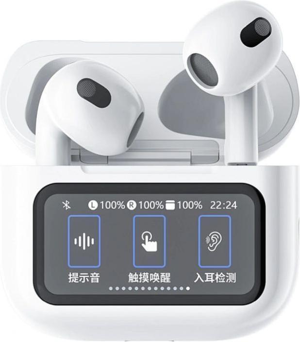 Actual product image Wiwu Wireless charger - TWS Earphones T23 with ANC function and touch screen - white (ANC, 4.50 h, Wireless)