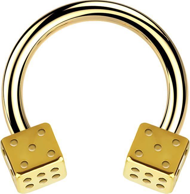 Produktbild Star Piercing Circular Barbell vergoldet mit zwei Würfel (Chirurgenstahl 316L, ohne Messing)