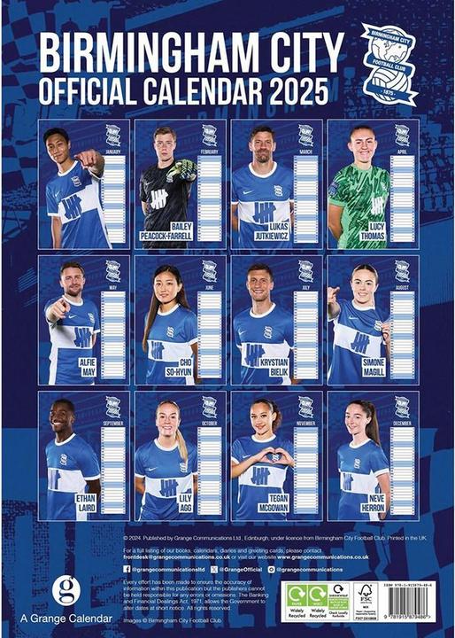 Produktbild Birmingham City FC Wandkalender 2025 A3 (A3, Deutsch)
