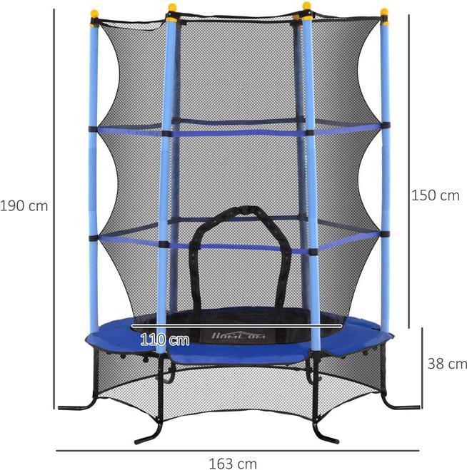 Produktbild Swisshandel24 Kinder Trampolin Ø163 cm, Trampolin für Kinder 3-10 Jahre, Gartentrampolin, blau (163 cm)