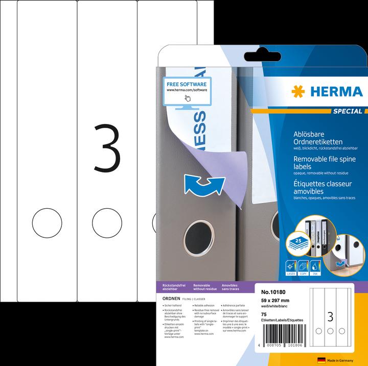 Produktbild HERMA Ablösbare Ordneretiketten A4