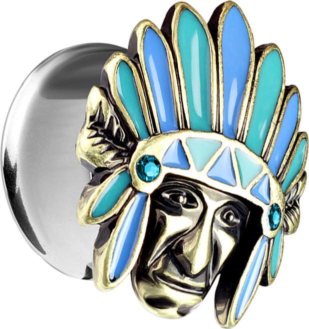 Image du produit Star Piercing Flared Plug Indien (Laiton, Acier chirurgical 316L)