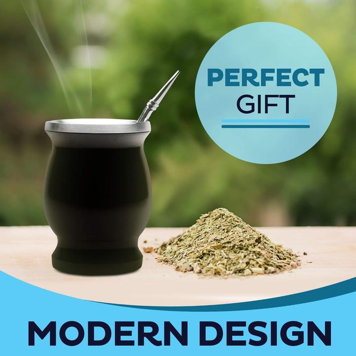 Actual product image PhoneLook Yerba Mate Becher und Bombilla Set Edelstahl Vakuum (250 ml) mit Bürste (250 ml, 1 x)