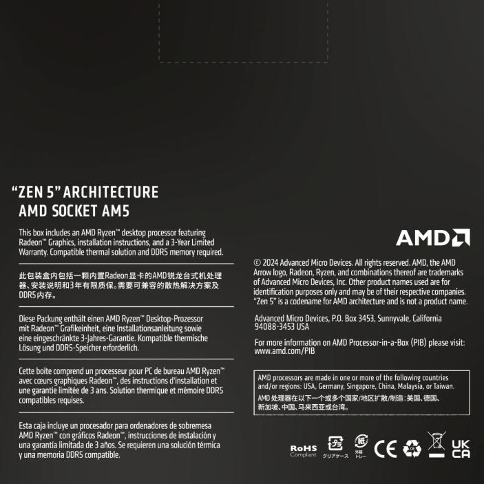 Actual product image AMD Ryzen 5 9600X (AM5, 3.90 GHz, 6 -Core)