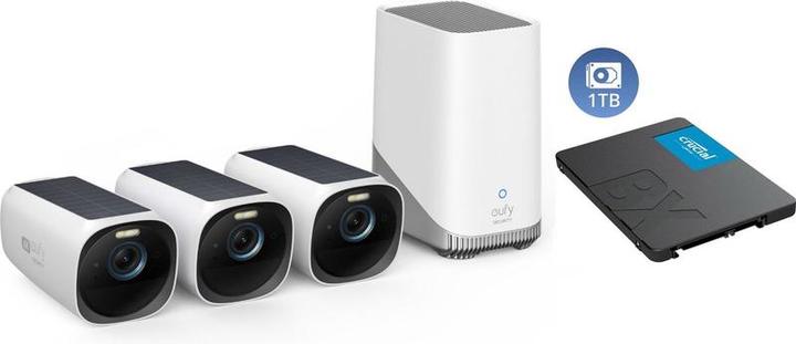 Produktbild eufy Cam 3 4K Wireless Sicherheitssatz - einschliesslich Homebase 3 und 3 Solarkameras +