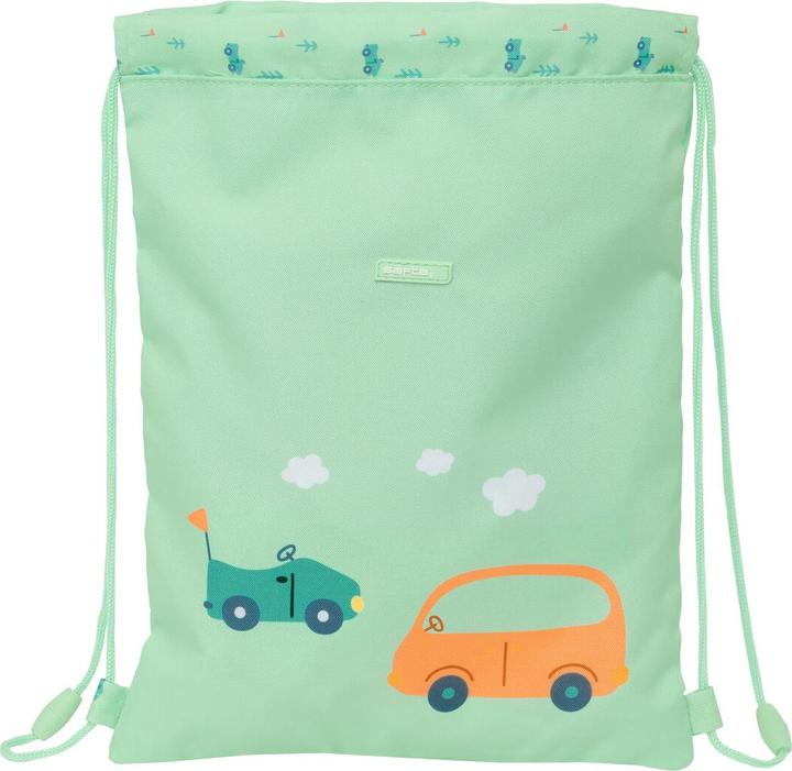 Actual product image Safta Backpack bag with straps Coches green 26 x 34 x 1 cm