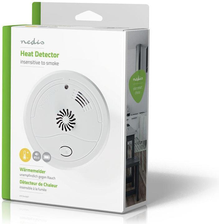 Produktbild Nedis Heat Alarm Battery Powered Battery Life up to: 7 Year with Test Button 85 dB ABS White