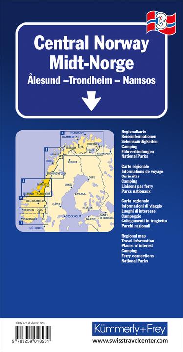 Produktbild Kümmerly+Frey Karte Mittel-Norwegen Regionalkarte. Norvege Centrale / Central Norway / Midt-Norge