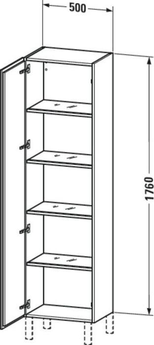 Produktbild Duravit Hochschrank L-CUBE 500x363x1760mm Ans links nussbaum dunkel