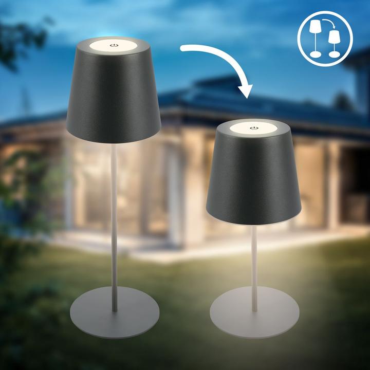 Image du produit B.K.Licht Lampe de table LED rechargeable, IP44, 2,5W, anthracite