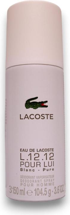 Actual product image Lacoste L.12.12 Blanc Deodorant 150ml Spray (Spray, 150 ml)