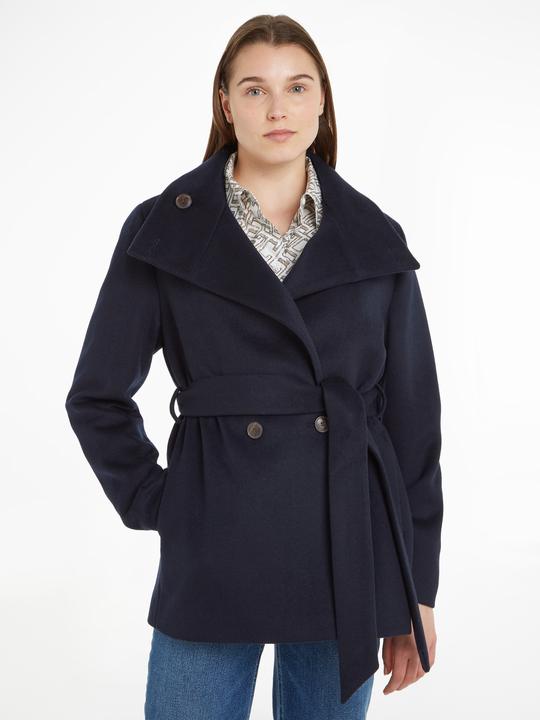 Actual product image Tommy Hilfiger Db funnel coat in wool blend with belt for women (38)