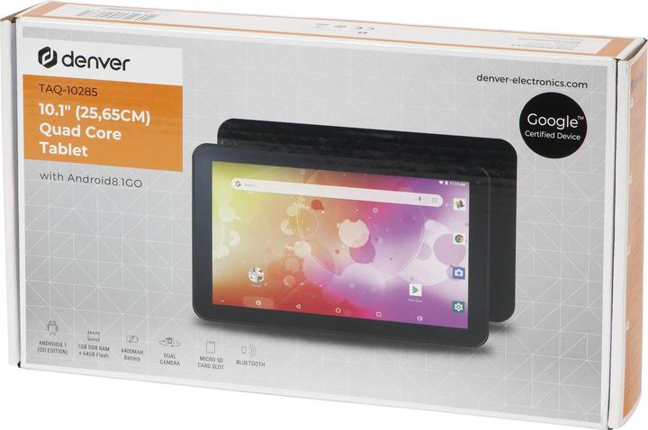 Image du produit Denver TAQ-10285 25,6 cm (10.1") 1 Go 64 Go Wi-Fi 4 (802.11n) Juoda Android 8.1 Go edition (10.10", 64 Go, Juoda)