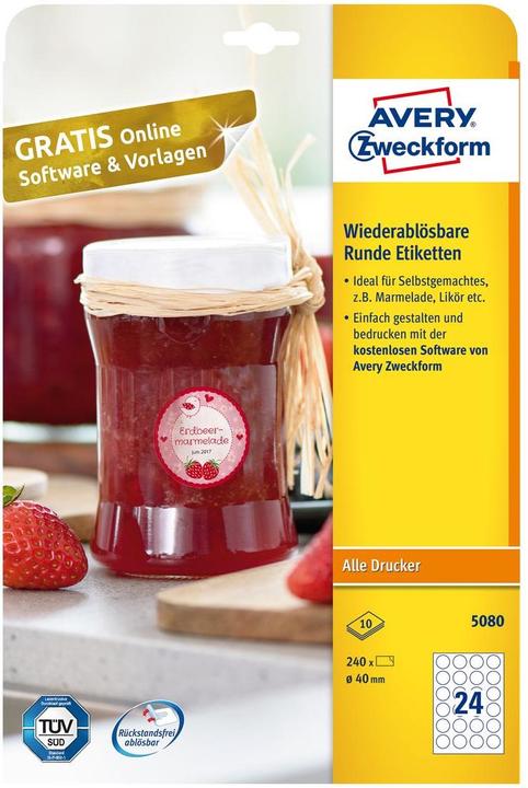 Produktbild Avery Runde Etik. Ø:40mm