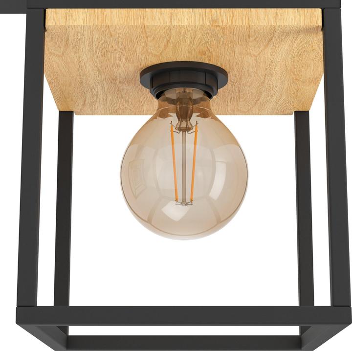 Image du produit EGLO Plafonnier acier/bois 3 flammes HxLxB 240x860x180 mm Libertad noir/marron (E27)
