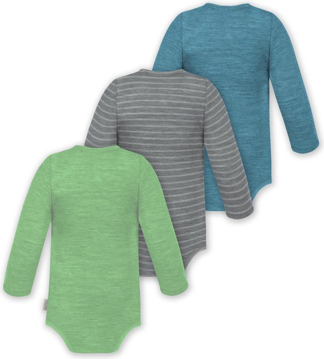 Actual product image Normani 3-pack baby merino bodysuit long sleeve "Auckland" - 9375 (56)