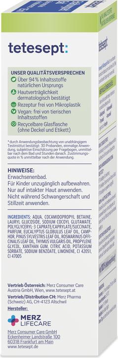 Valeurs nutritives et ingrédients Tetesept 200001359 (125 ml, Huile de bain)