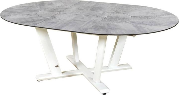 Produktbild Les Jardins Ausziehbarer Rundtisch HEGOA 8-10 Plätze 146-206 cm Aluminium weiss TA03080 (146 cm)