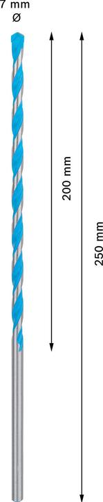 Actual product image Bosch Professional Zubehör Expert CYL-9 MultiConstruction drill, 6.5 x 200 x250 mm, d 6.5 mm (7.0 millimetre)