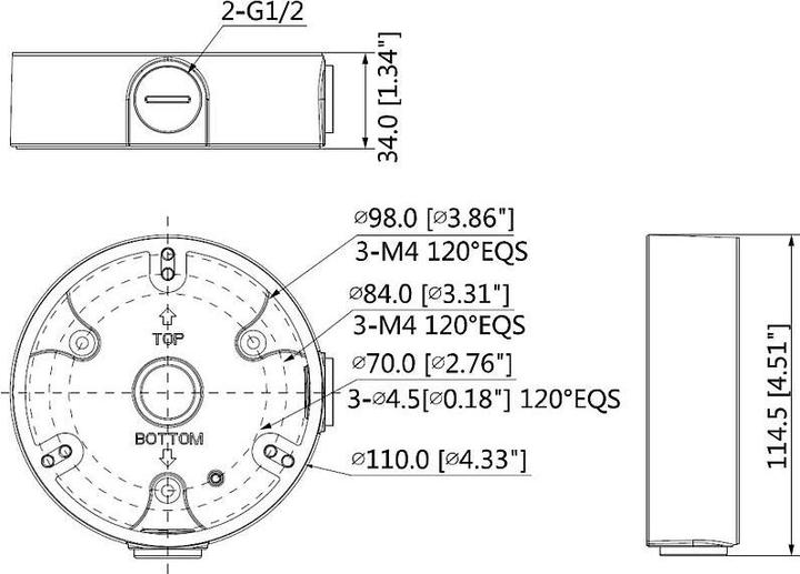 Produktbild Dahua Europe PFA136 security camera accessory Junction box (Montage-Kit)