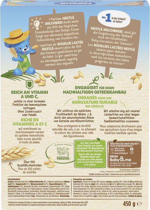 Valori nutrizionali e ingredienti Nestlé Latte Porridge Banana Fragola & Cereali Integrali 8 mesi Plv (450 g)