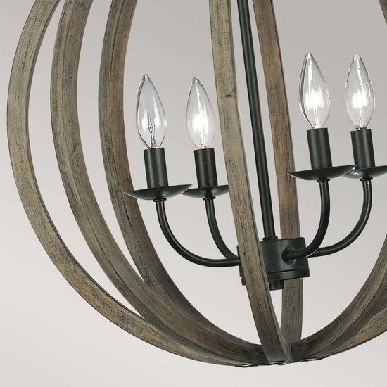 Produktbild Elstead Lighting Allier Hängeleuchte E14 4-fach Wetter Eichenholz, Antik Schmiedeeisen (E14)