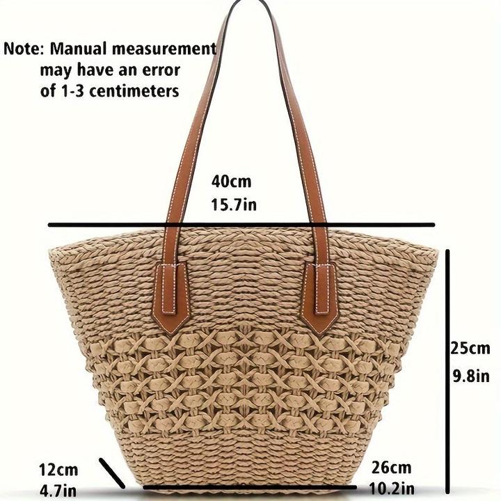 Only-Bags.Store 1 Stück Mode Tasche, Urlaub, Reisen, Strand, Umhängetasche grosse Kapazität Weidenstroh Tasche