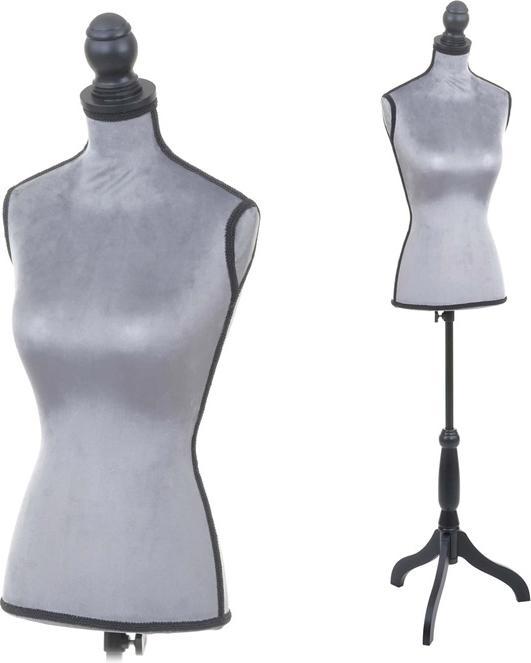 Produktbild Swisshandel24 Schneiderpuppe, Schaufensterpuppe Torso weiblich, Schaumstoff - Samt grau