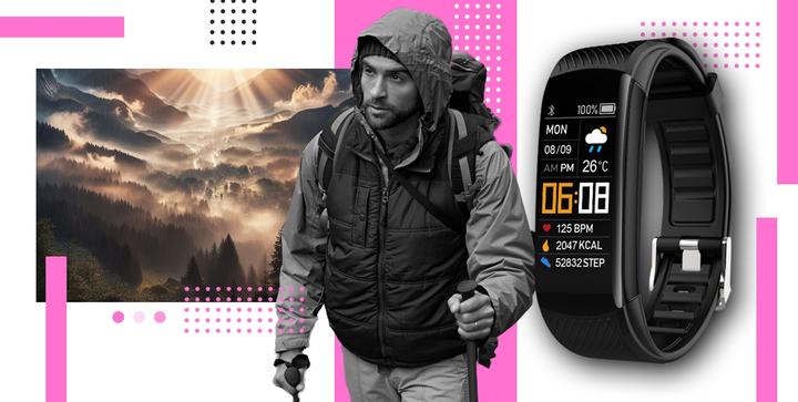 Image du produit Giewont Fit&GO Duo GW200-4 Smartband - Noir + Bracelet Think Pink