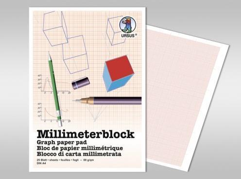 Immagine prodotto Ursus Milimeterpapier 80 g/m², A4, 25 Blatt, Papierformat: A4 (80 g/m², 25 x)