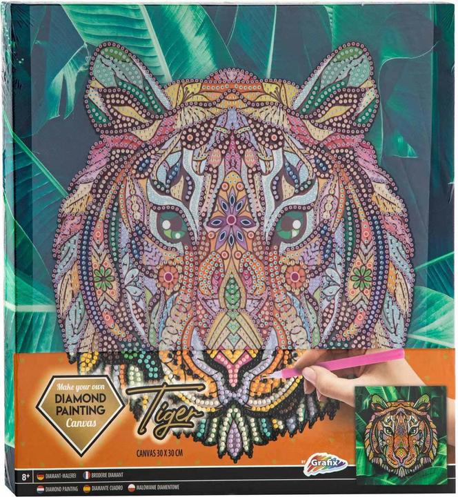 Grafix Canvas Diamond Painting Tiger, 30x30cm