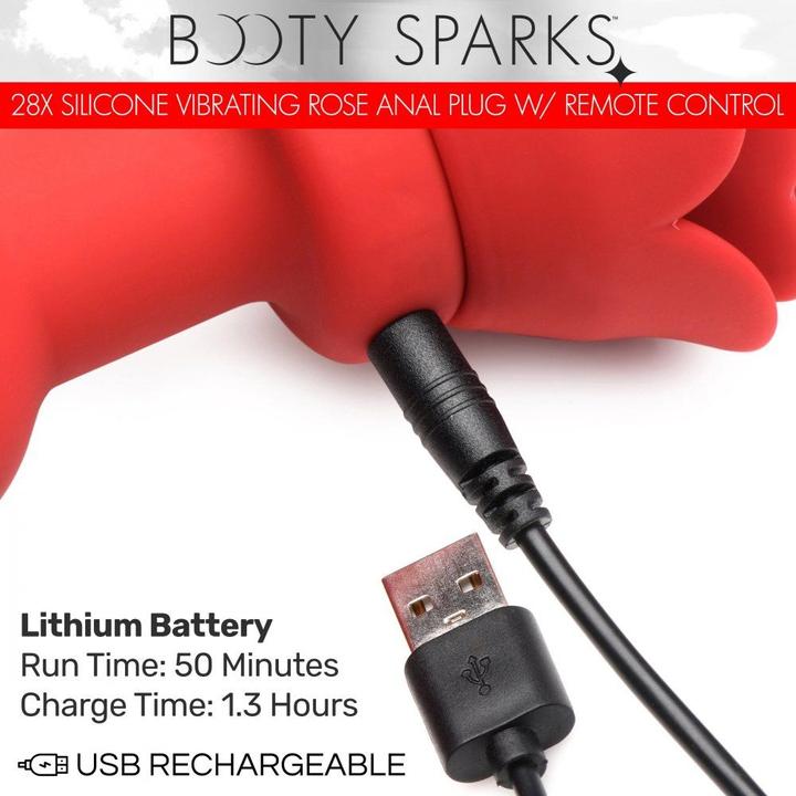 Actual product image XR Brands Vibrating Rose Anal Plug with Remote - Small