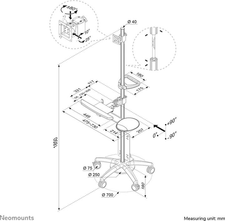 Produktbild Neomounts Fpma-Mobile1800 (Boden, 27")