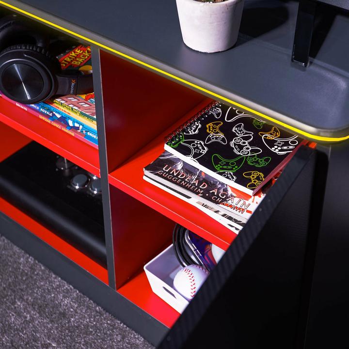 Image du produit X Rocker Carbon-Tek Gaming TV Board avec éclairage LED - gris/rouge