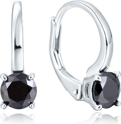 Beneto Elegant silver earrings withack zircons AGUC2255 (L)