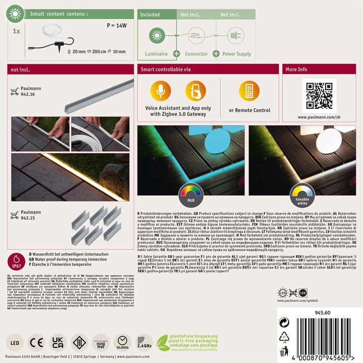 Produktbild Paulmann Outdoor Plug & Shine Stripe Neon (RGBW, 200 cm, Outdoor)