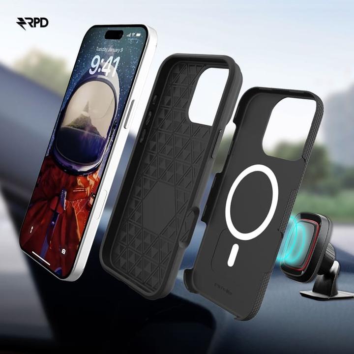 Immagine prodotto RPD iPhone 16 Pro - Custodia Rugged Armor per esterni con MagSafe, nera (Apple iPhone 16 Pro)