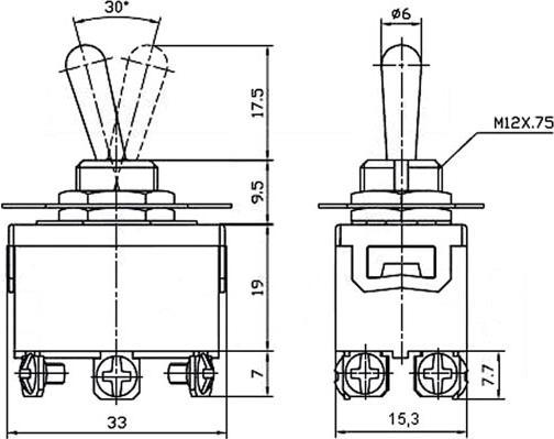 Produktbild Velleman Toggle Switch Spdt 1P On-On 10A/250V Low-Cost