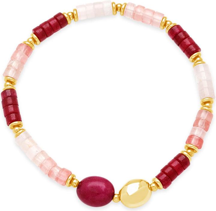 Leyda Armband Edelstein mit Edelstahl (18 cm, Stein, Edelstahl Gelb Vergoldet 18K)