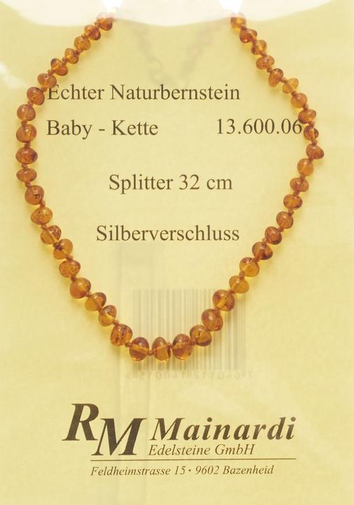 Produktbild Mainardi Natur Bernstein 32cm Splitt Silberverschl Bernsteinkette