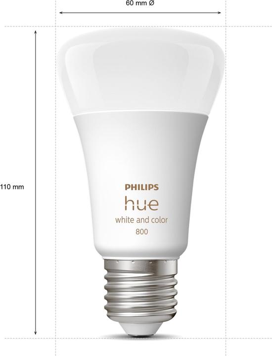 Produktbild Philips Hue White & Color Ambiance BT (E27, 9.50 W, 806 lm, 2 x, F)
