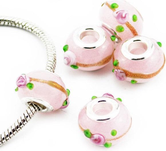 Hermex Glas Bead versilbert 925 - Silbrig Rosa (Silber 925, Glas)